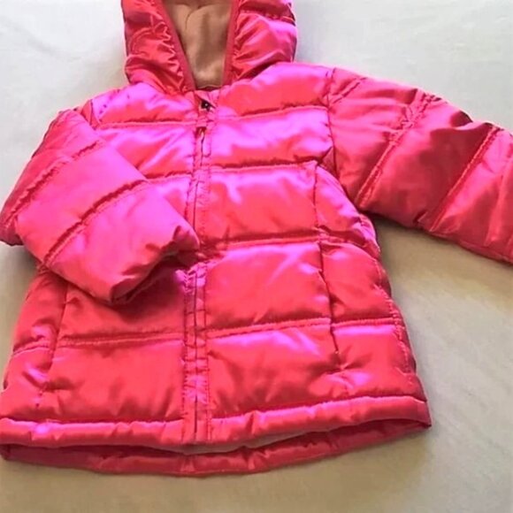 HEALTHTEX INFANT GIRLS HOT PINK SHINY RIBBED SNOW COAT HOOD BABY SKI JACKET 24M - Picture 4 of 9
